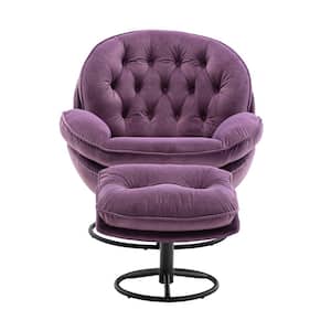 31.73 in. W Armless Velvet Straight Sofa with Ottoman in Purple