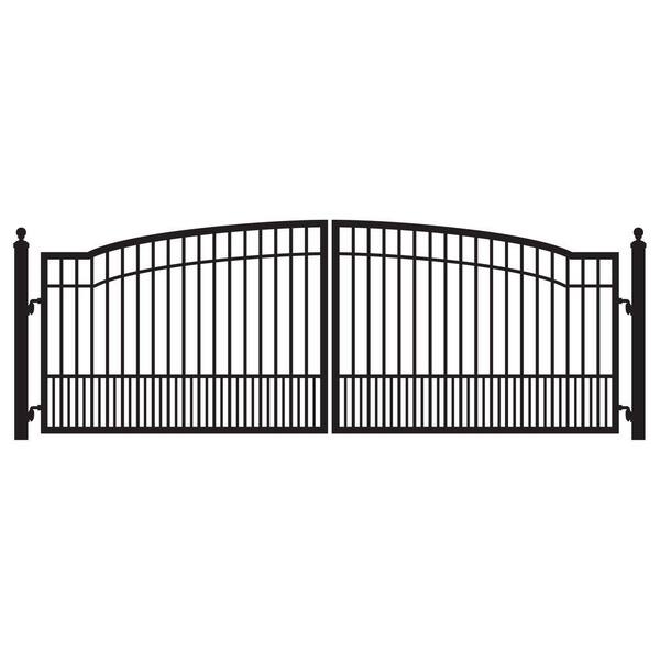 Mighty Mule Biscayne 14 ft. W x 5 ft. H 6 in. Powder Coated Steel Dual Driveway Fence Gate