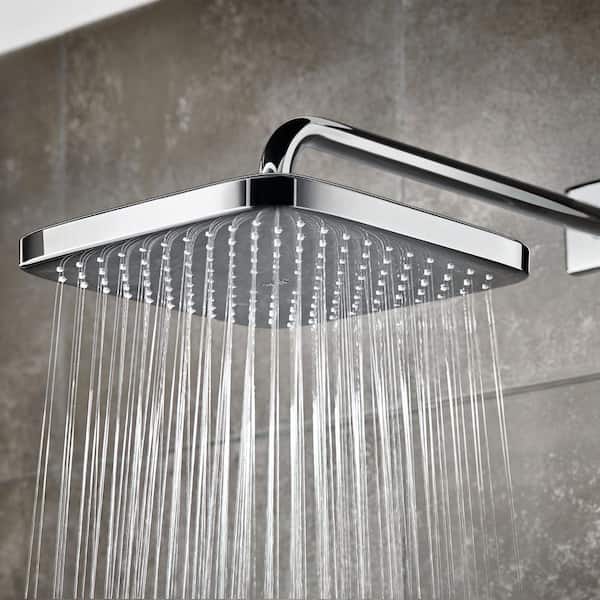 Tempesta 1-Spray Patterns with 1.75 GPM 10 in. H Cube Wall Mount Rain Fixed Shower Head in StarLight Chrome