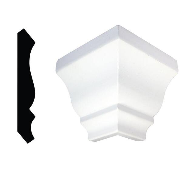 Alexandria Moulding LWM 49 9/16 in. x 3-5/8 in. x 3-5/8 in. Primed Pine Finger-Jointed Crown Outside Corner Block Moulding