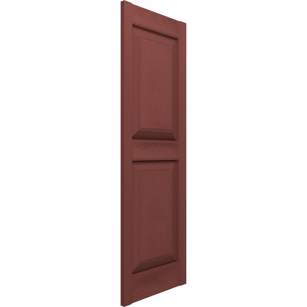 Burgundy Red Vinyl Raised Panel Exterior Shutters, 14.75" x 31"