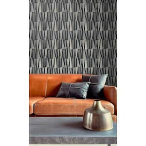 Onyx Geometric Shadows Nonwoven Paper Non-Pasted Wallpaper Roll (Covers 57.5 sq. ft.)