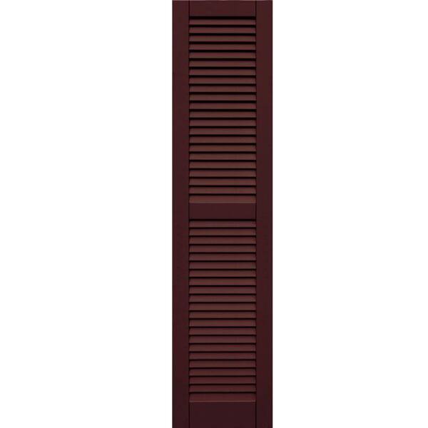 Winworks Wood Composite 15 in. x 64 in. Louvered Shutters Pair #657 Polished Mahogany