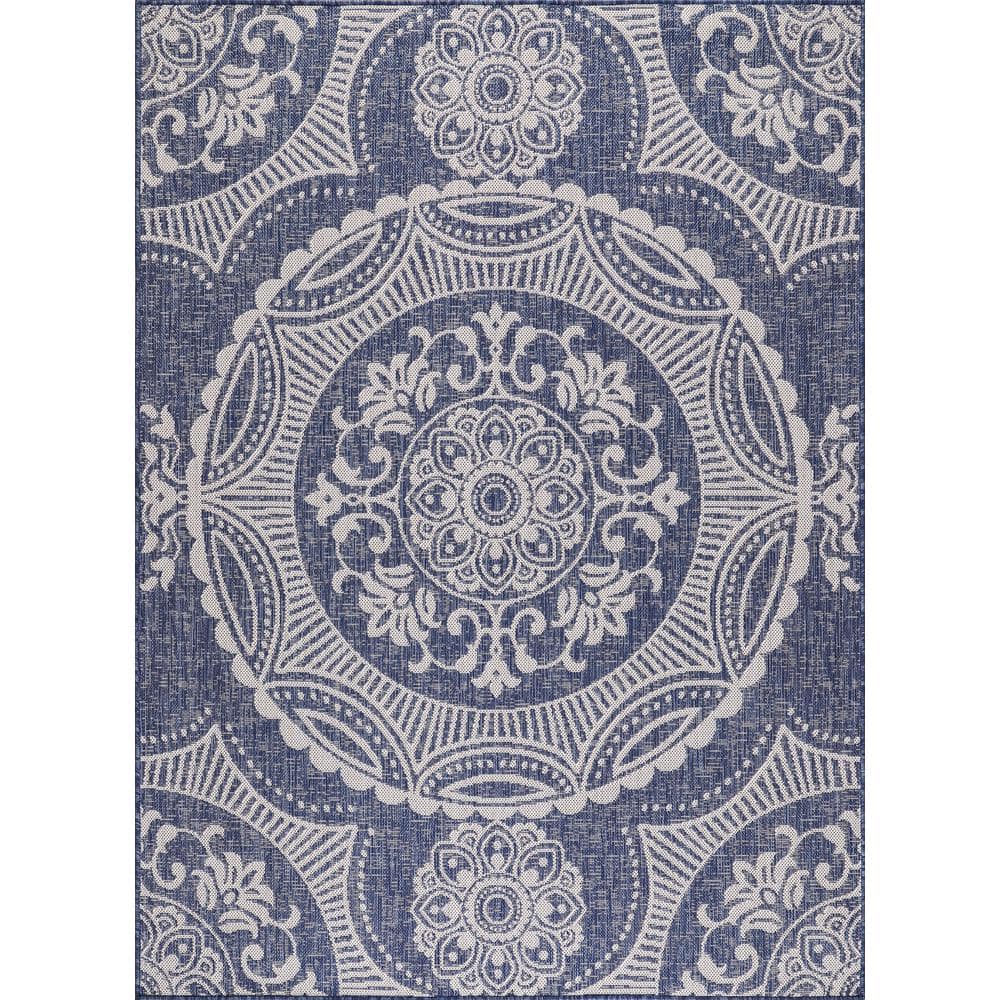 Blue 10 ft. x 14 ft. Waikiki Medallion Modern Indoor Outdoor Area Rug price history on PriceWatchPro