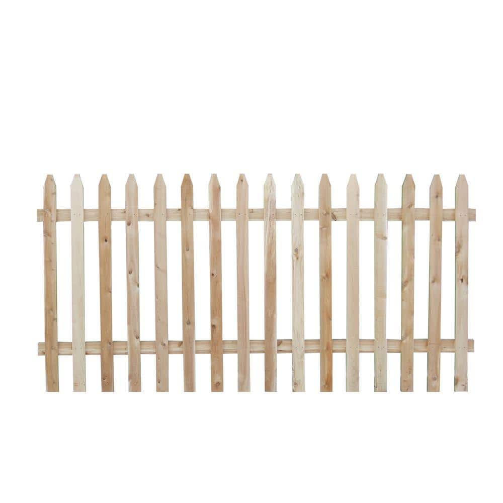 4 ft. x 8 ft. Cedar Wood Gothic Spaced Picket Wood Fence Panel