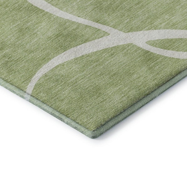 Mayfield Premium Machine Washable Abstract AMF999 Aloe 9 ft. x 12 ft. Area Rug
