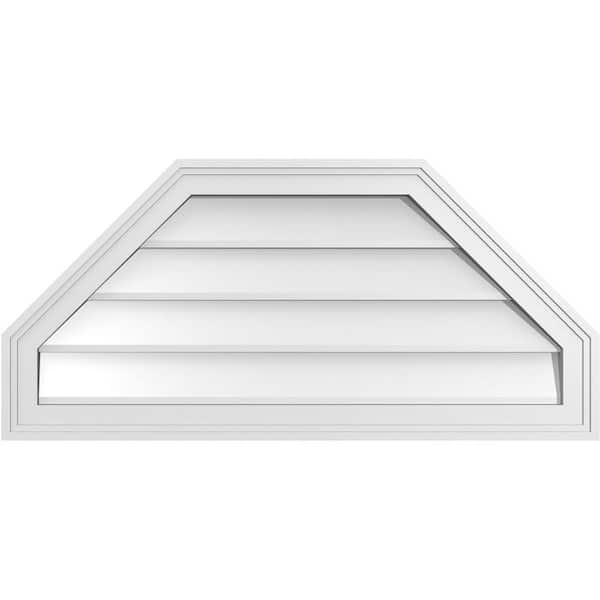 Ekena Millwork 34 in. x 16 in. Octagonal Top Surface Mount PVC Gable Vent: Decorative with Brickmould Frame