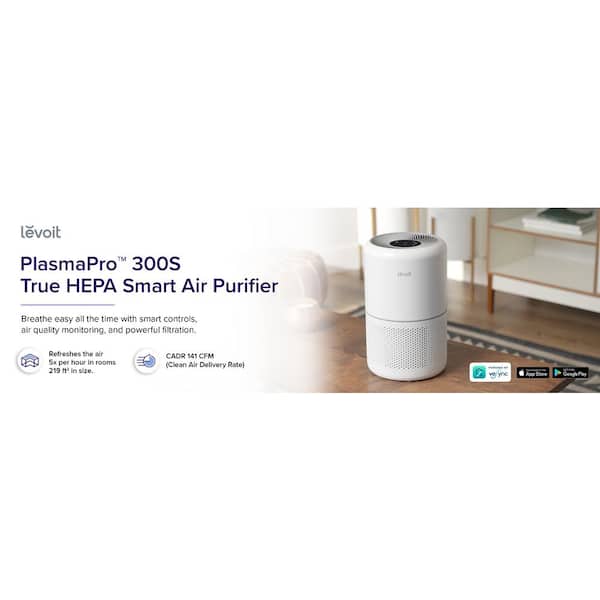 LEVOIT White PlasmaPro Smart True HEPA Smart Air Purifier, 178 sq. ft.  HEAPAPLVSUS0078 - The Home Depot