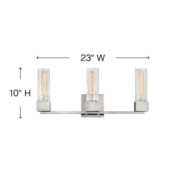 HINKLEY - XANDER 23 in. 3-Lighs Polished Nickel Vanity Light