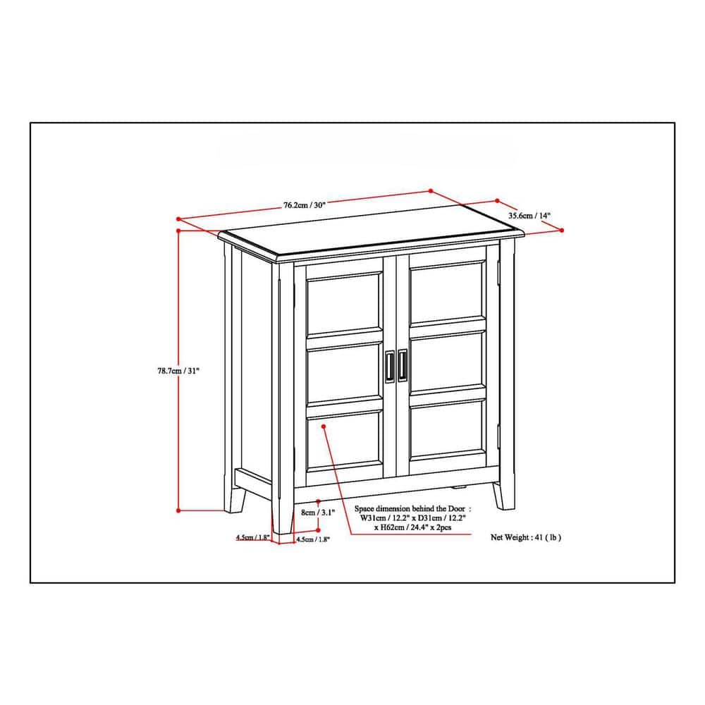 Burlington Black Solid Wood Low Storage Cabinet with Adjustable Shelves