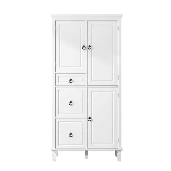 31 in. W x 15 in. D x 62 in. H White Linen Cabinet
