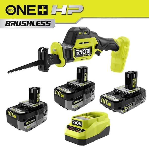 ONE+ HP 18V Brushless Cordless Compact Reciprocating Saw Kit with (2) 4.0 Ah HIGH PERFORMANCE Batteries and Charger