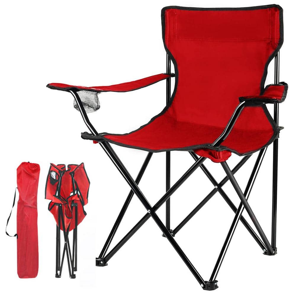 Red Lightweight Portable Folding Steel Camping Chair
