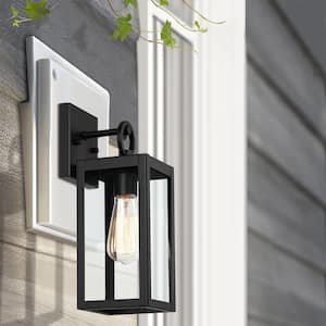 Martin 13.79 Matte Black Outdoor Wall Lantern with Clear Glass Shade