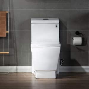 Modern 1-Piece 1.0/1.6 GPF High Efficiency Dual Flush Square All-in One Toilet with Soft Closed Seat Included in White