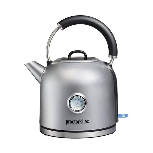 Proctor Silex 7-Cup Stainless Steel Cordless Electric Tea Kettle with Temperature Gauge