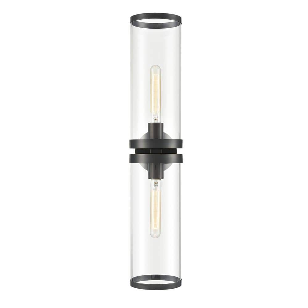 Revolve II Urban Bronze Clear Glass Cylinder Wall Sconce