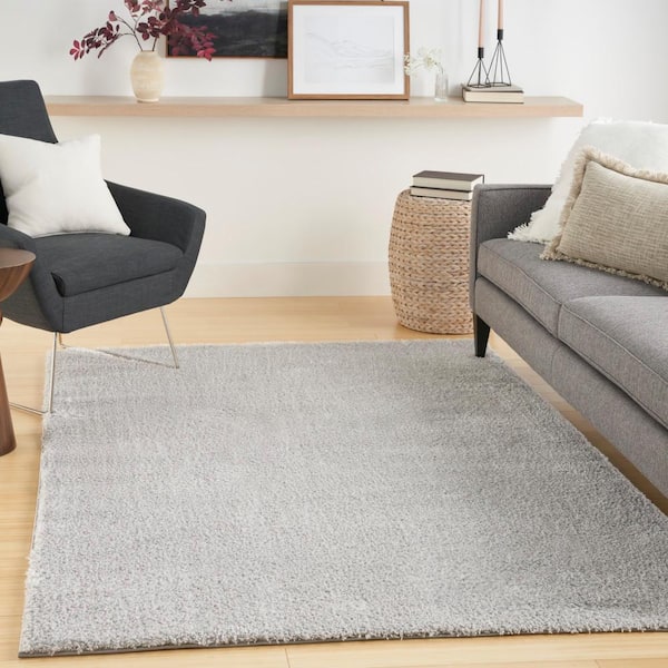 Pacific Shag Silver 8 ft. x 10 ft. Solid Contemporary Area Rug