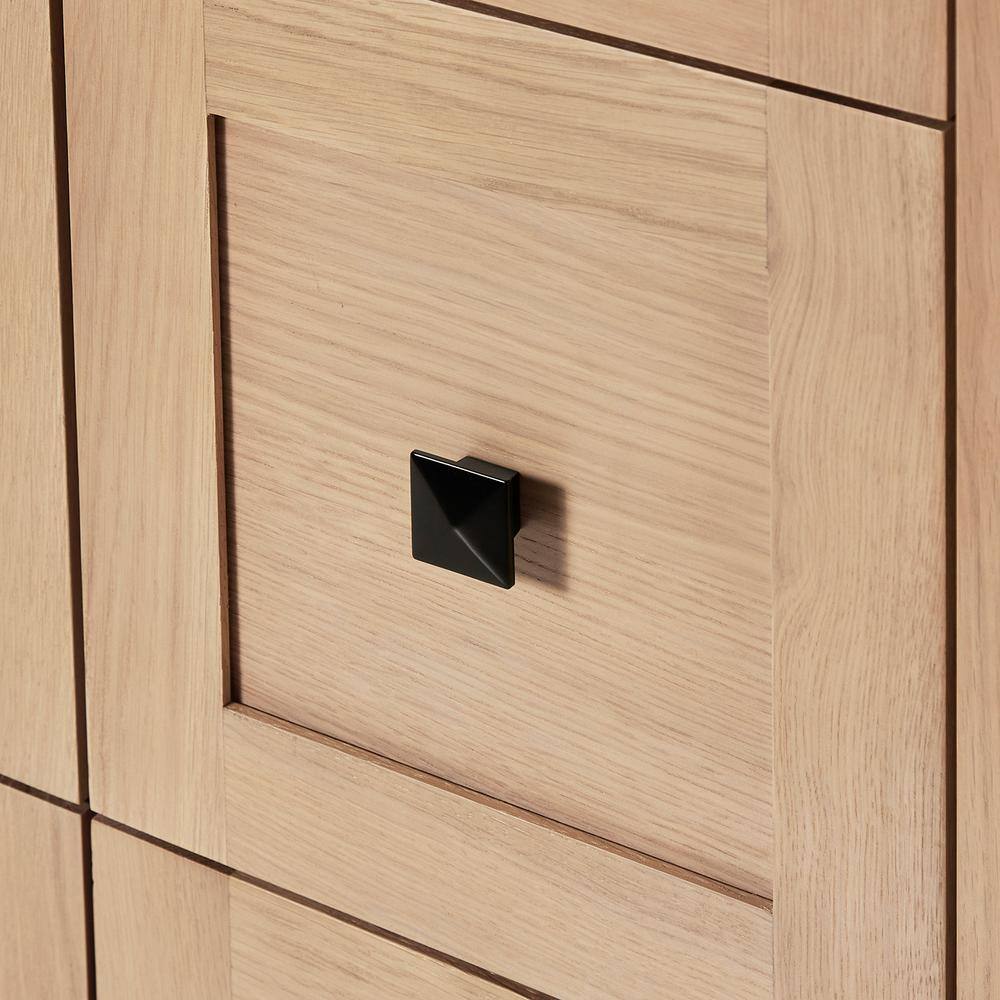 Monroe 42" Light Oak Freestanding Vanity Cabinet with Black Hardware