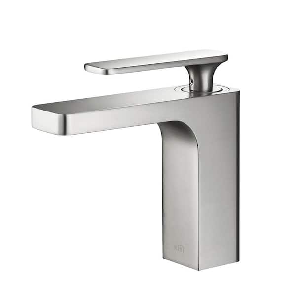 Single Handle Lever Handle Single Hole Bathroom Sink Faucet with Supply Lines and Adjustable Flow Rate in Brushed Nickel