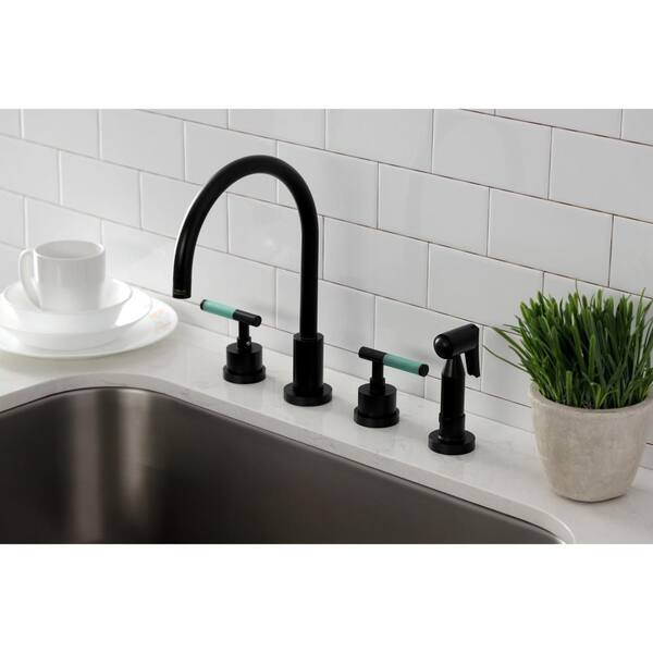 Kingston Brass Georgian Matte Black 2-handle Widespread Bathroom Sink Faucet with Drain Kingston Brass Georgian Matte Black 2-handle Widespread Bathroom Sink Faucet with Drain