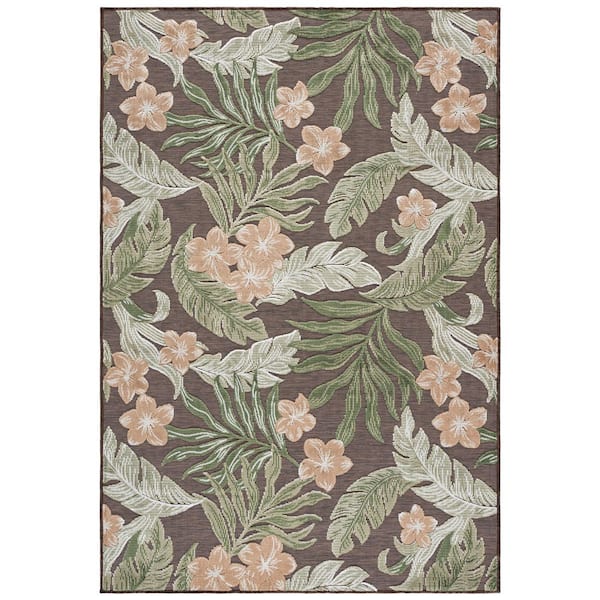Cabana 6 x 10 Brown/Green Floral CBN456T Area Rug
