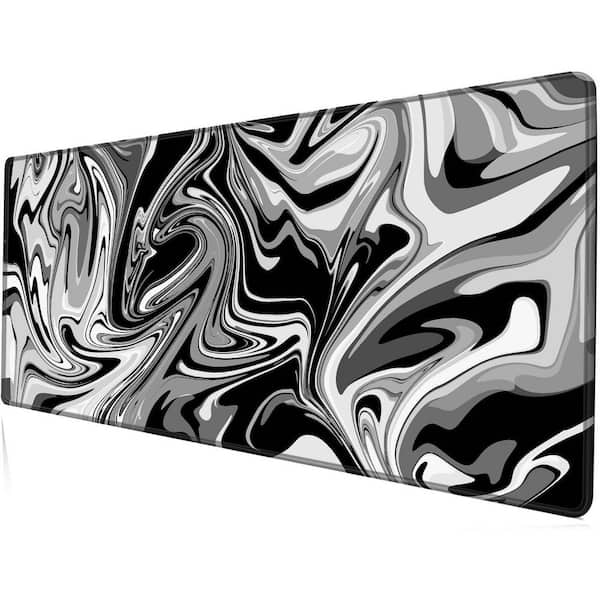 EKIEUDL Black Large Gaming Mouse Pad with Marble Fluid Design 1-Pack