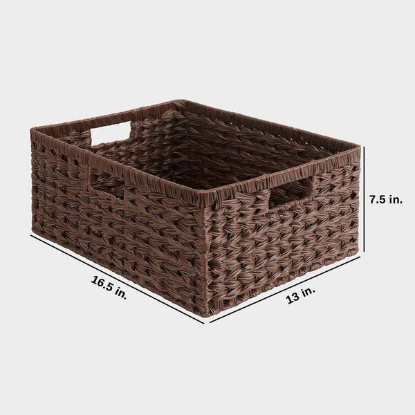 Brown 16.5 in. x 7.5 in. Polypropylene Decorative Basket with