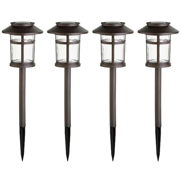 Duncan 10 Lumen Bronze LED Weather Resistant Outdoor Solar Path Light with Plastic Lens (4-Pack)