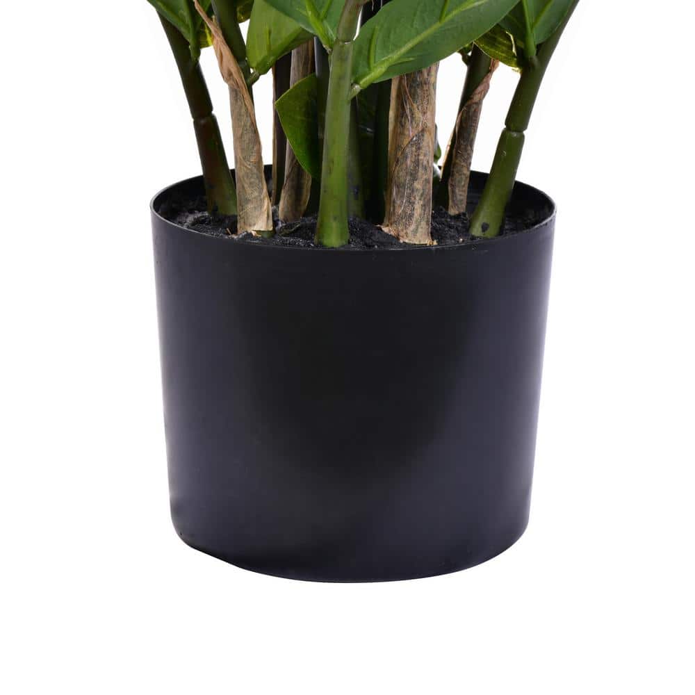36" Green Plastic Potted Zamifolia Faux Bush