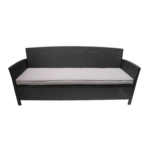 ITOPFOX 3-Seater Patio Furniture PE Rattan Wicker Outdoor Sectional Sofa with Water Resistant Gray Cushion