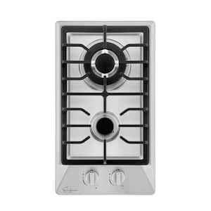 12 in. Gas Cooktop in Stainless Steel 2 Sealed Burners Gas Stove 4000 BTUs Simmer Burner