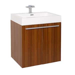 Alto 23 in. Bath Vanity in Teak with Acrylic Vanity Top in White with White Basin