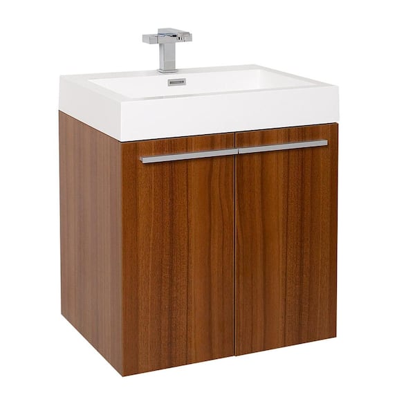 Fresca Alto 23 in. Bath Vanity in Teak with Acrylic Vanity Top in White ...