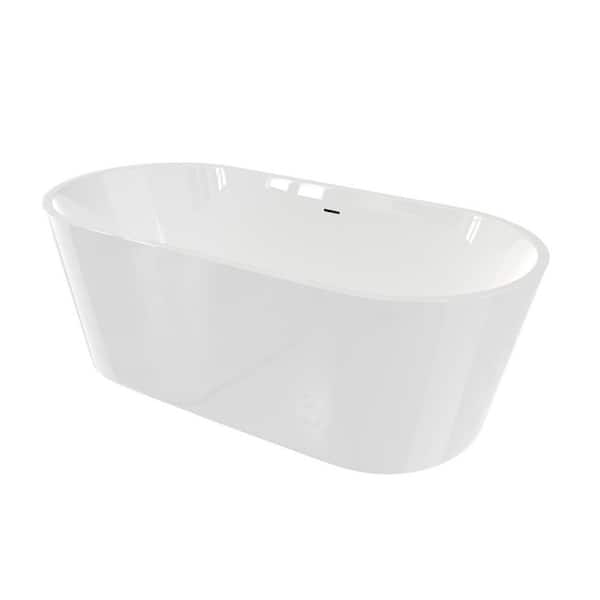 Enigma 53 in. x 29 in. Freestanding Acrylic Soaking Bathtub with Center Drain in Brushed Nickel