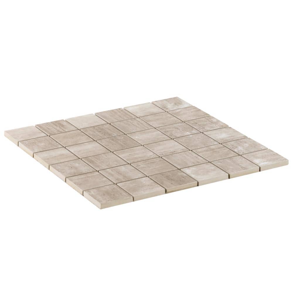 Taupe 12" x 12" Porcelain Matte Mosaic Tile Sheet