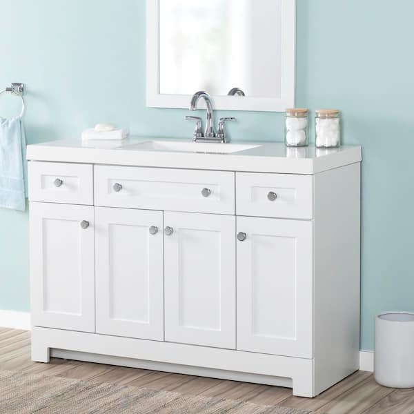 Glacier Bay Everdean 49 in. Single Sink White Bath Vanity with White ...