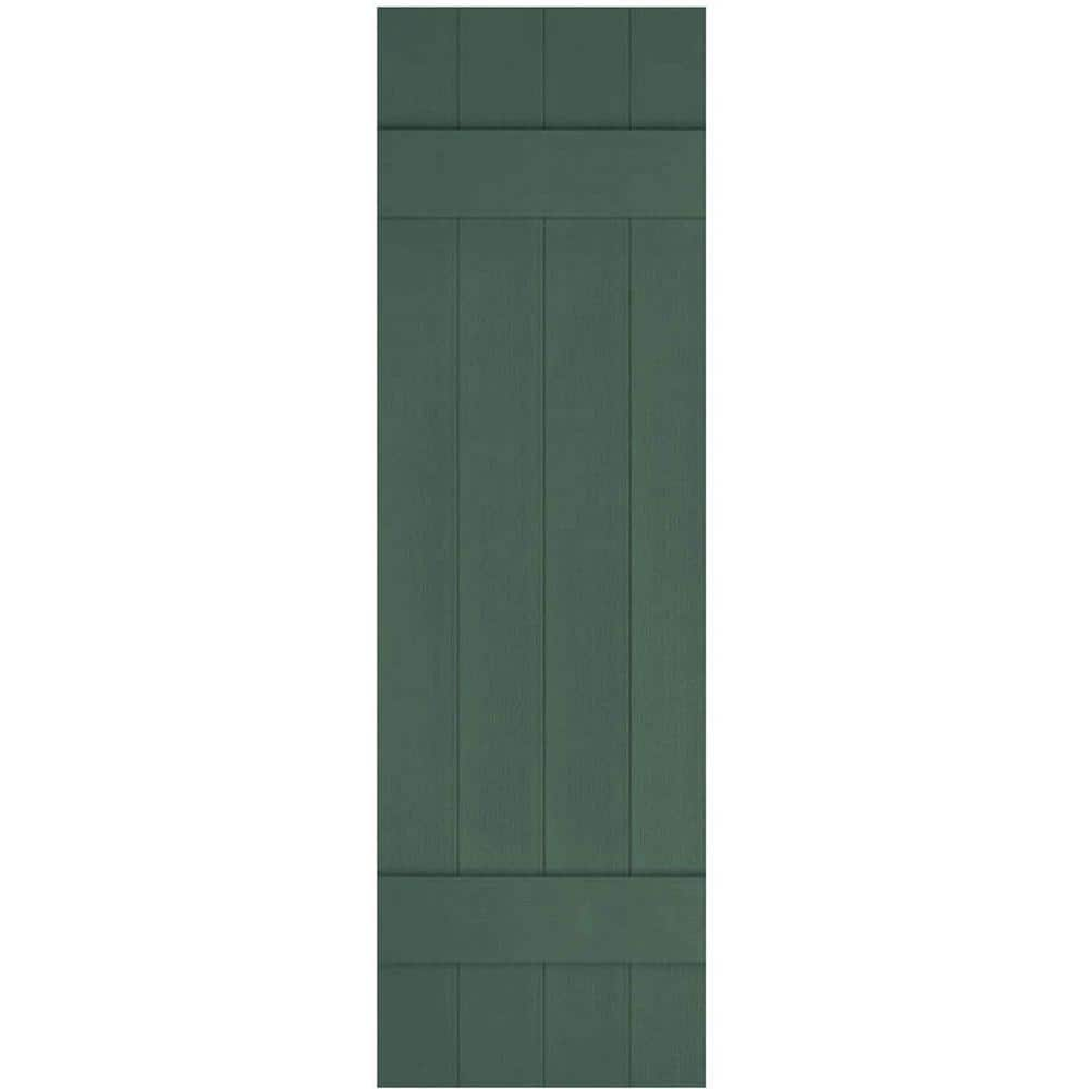 Ekena Millwork 14 in. x 24 in. Lifetime Vinyl Custom Four Board Joined Board and Batten Shutters Pair Forest Green