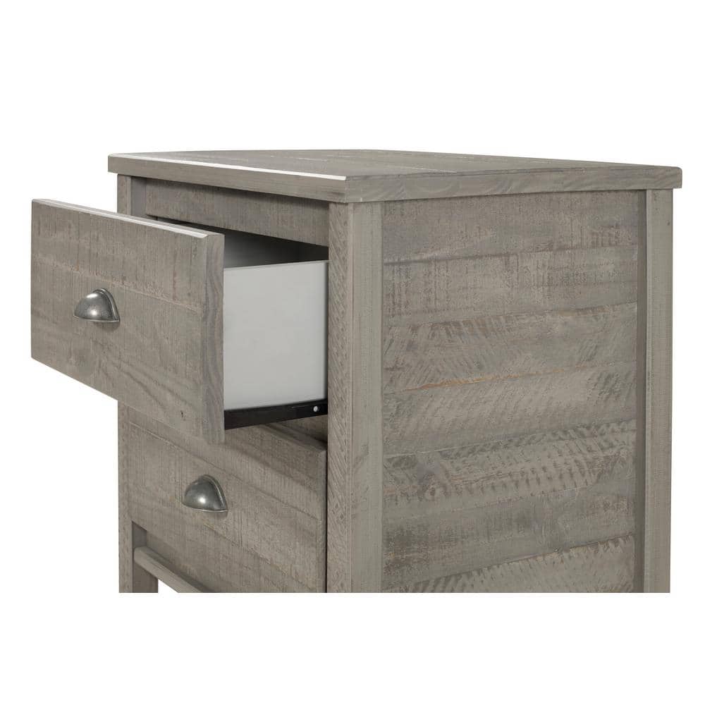 Baja Rustic Grey Solid Pine 2-Drawer Nightstand