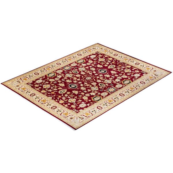 Mogul Traditional Red 9 ft. 3 in. x 11 ft. 10 in. Oriental Area Rug