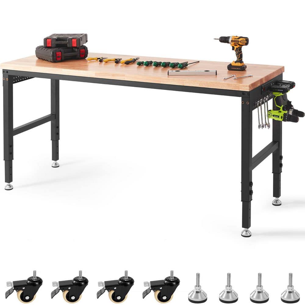 72 in. Adjustable Workbench, Rolling Heavy-Duty Worktable with