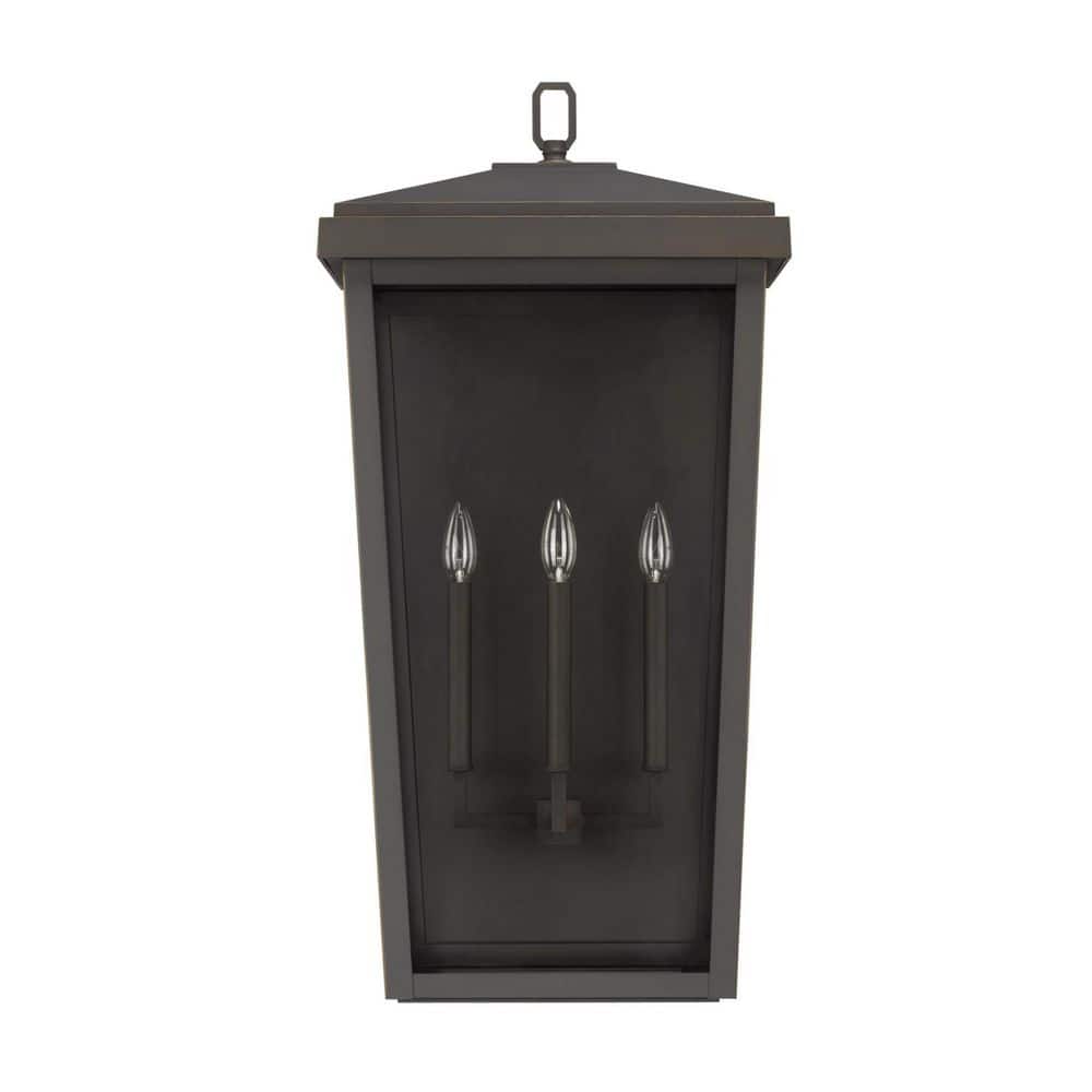 Donnelly 16 in. W x 32 in. H 3-Light Clear Glass Outdoor Flush Wall Lantern in Oiled Bronze price history on PriceWatchPro