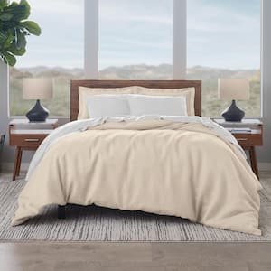 300 Thread Count Cotton 3-Piece Duvet Cover Set, Sand, Twin Size