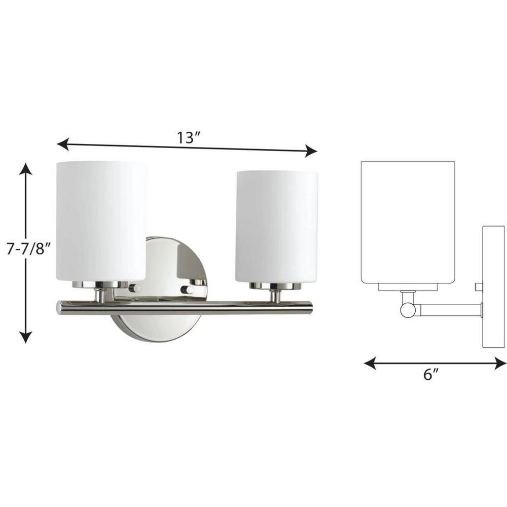 Polished Nickel 2-Light Dimmable Bath Vanity Fixture