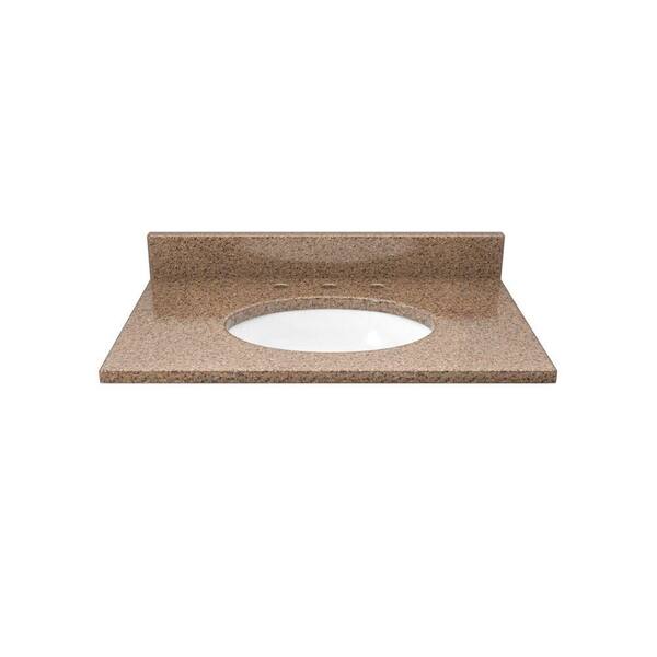 Solieque 25 in. Quartz Vanity Top in Chestnut with White Basin
