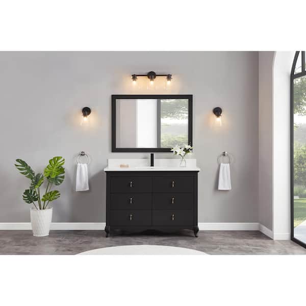 WS2512-48-TB 48 in Single Sink Sink Vanity Tricorn Black Bath Vanity with White 1 in. Artificial Stone Top