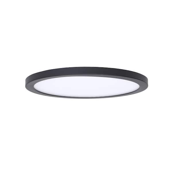 Cylinossis 4 in. 1-Light Black Integrated LED Semi-Flush Mount Light