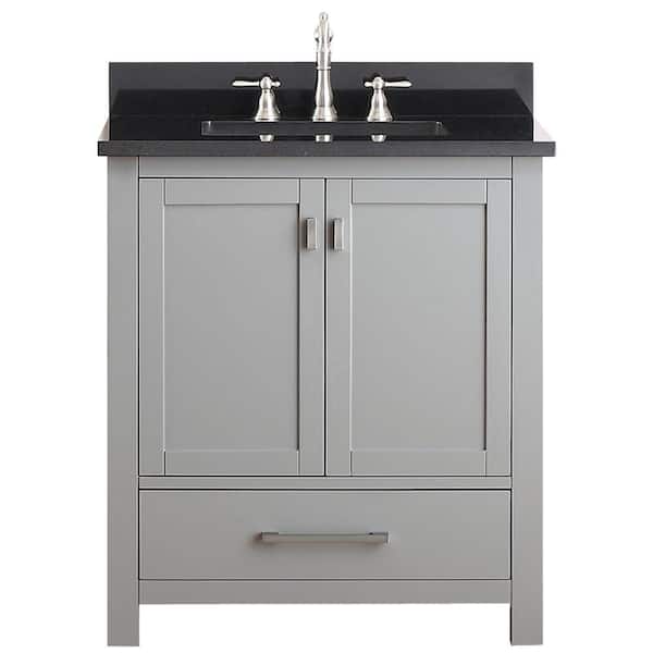 Avanity Modero 31 in. W x 22 in. D x 35 in. H Vanity in Chilled Gray with Granite Vanity Top in Black and White Basin