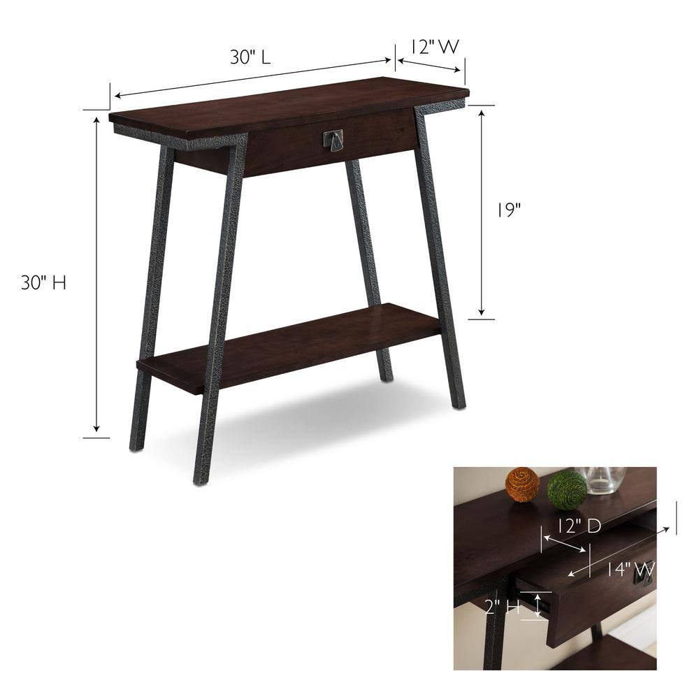 Walnut and Steel Industrial Console Table with Storage