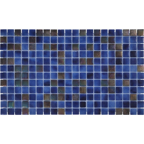 The Tile Doctor 6 in. x 6 in. Forever Glass Tile Love Dark Blue Mix Glossy Glass Wall and Floor Tile 0.25 sq. ft. Sample